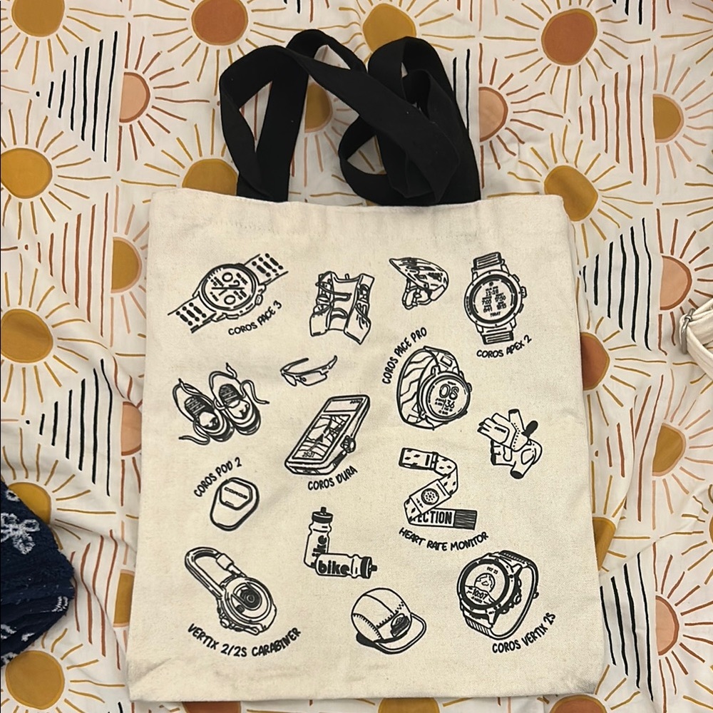 Coros Canvas Tote Bag with Black and Red Accents